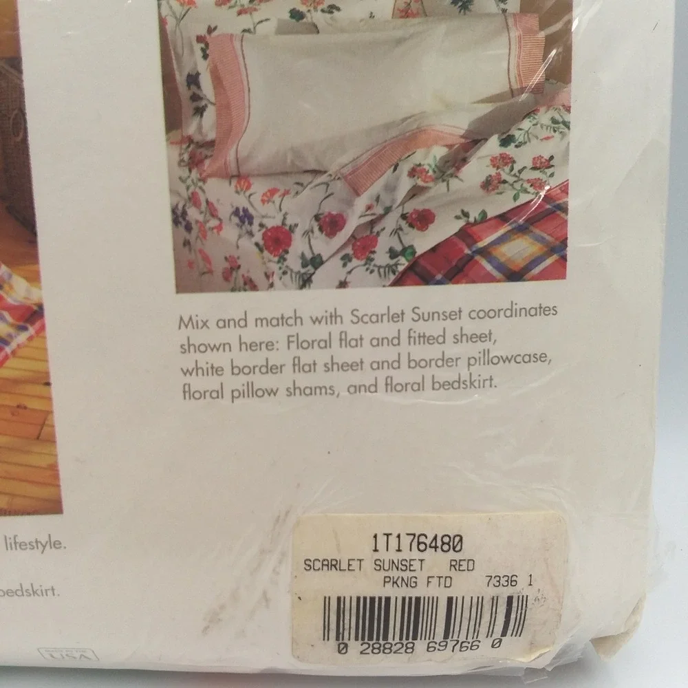Caribbean‎ Brights Scarlet Sunset King Fitted Sheet Tropical Floral Vintage USA